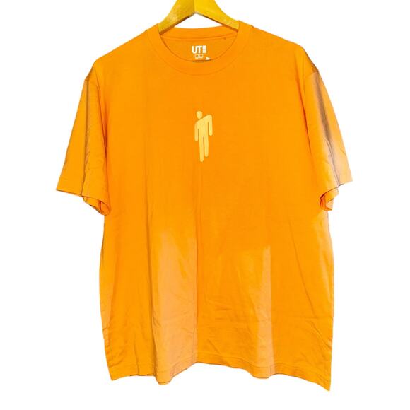 Uniqlo Billie Eilish Takashi Murakami Peach Logo Tee Shirt Orange Sz Medium - Picture 1 of 6